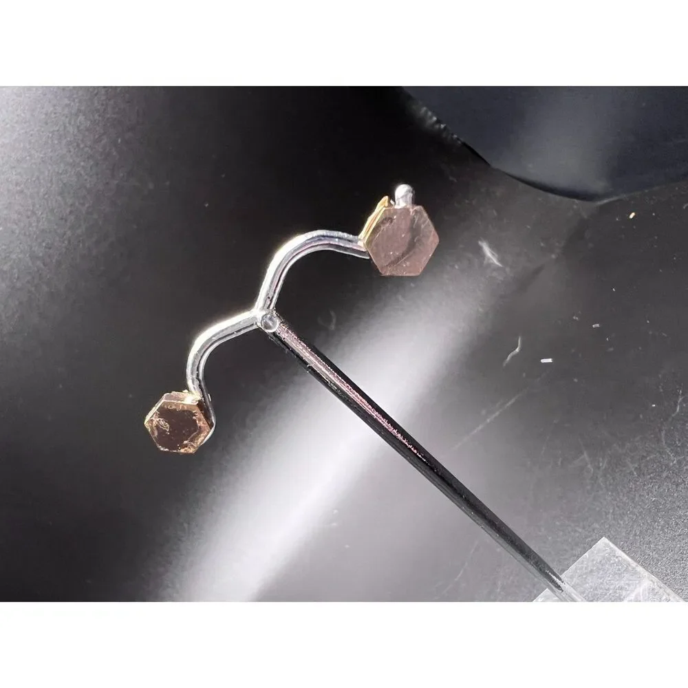 Rose Gold Hexagon Earrings - Picture 4 of 5